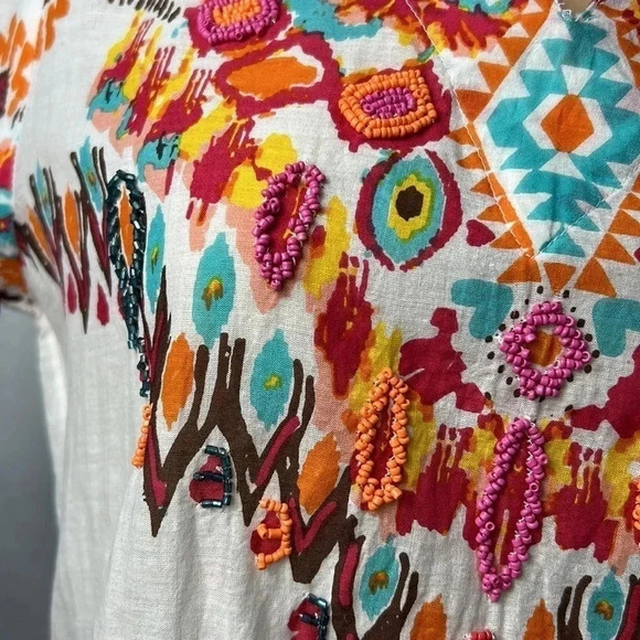 Beaded,tropical,cotton,slight sheer,super lightweight beach,sundress,resortwear - Picture 6 of 14